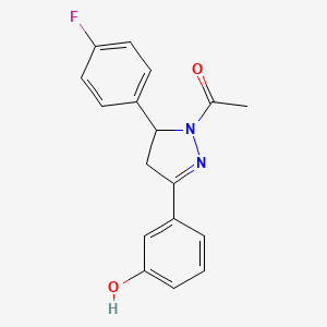 molecular formula C17H15FN2O2 B5334232 3-[1-acetyl-5-(4-fluorophenyl)-4,5-dihydro-1H-pyrazol-3-yl]phenol 