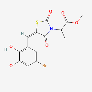 methyl 2-[(5E)-5-[(5-bromo-2-hydroxy-3-methoxyphenyl)methylidene]-2,4-dioxo-1,3-thiazolidin-3-yl]propanoate