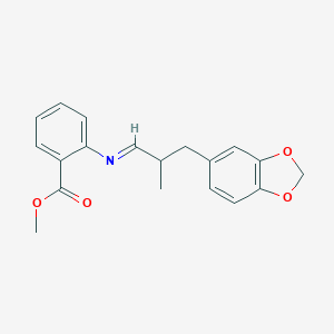 molecular formula C19H19NO4 B053345 2-((3-(1,3-Benzodioxol-5-yl)-2-methylpropylidene)amino)benzoic acid methyl ester CAS No. 111753-60-7