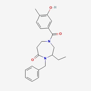 4-benzyl-3-ethyl-1-(3-hydroxy-4-methylbenzoyl)-1,4-diazepan-5-one