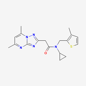 molecular formula C18H21N5OS B5334541 N-cyclopropyl-2-(5,7-dimethyl[1,2,4]triazolo[1,5-a]pyrimidin-2-yl)-N-[(3-methyl-2-thienyl)methyl]acetamide 