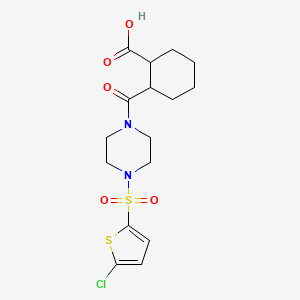 molecular formula C16H21ClN2O5S2 B5334554 2-({4-[(5-Chlorothiophen-2-yl)sulfonyl]piperazin-1-yl}carbonyl)cyclohexanecarboxylic acid 