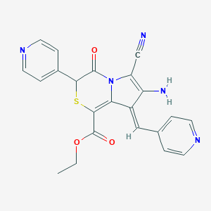 molecular formula C22H17N5O3S B5334557 ethyl 7-amino-6-cyano-4-oxo-3-(4-pyridinyl)-8-(4-pyridinylmethylene)-3,4-dihydro-8H-pyrrolo[2,1-c][1,4]thiazine-1-carboxylate 