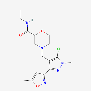 4-{[5-chloro-1-methyl-3-(5-methyl-3-isoxazolyl)-1H-pyrazol-4-yl]methyl}-N-ethyl-2-morpholinecarboxamide