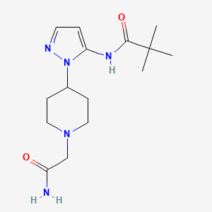 N-{1-[1-(2-amino-2-oxoethyl)piperidin-4-yl]-1H-pyrazol-5-yl}-2,2-dimethylpropanamide