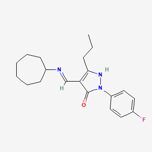 (4E)-4-[(CYCLOHEPTYLAMINO)METHYLIDENE]-1-(4-FLUOROPHENYL)-3-PROPYL-4,5-DIHYDRO-1H-PYRAZOL-5-ONE