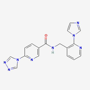 N-{[2-(1H-imidazol-1-yl)pyridin-3-yl]methyl}-6-(4H-1,2,4-triazol-4-yl)nicotinamide