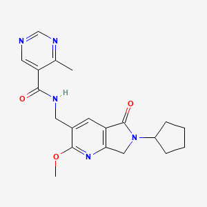 N-[(6-cyclopentyl-2-methoxy-5-oxo-6,7-dihydro-5H-pyrrolo[3,4-b]pyridin-3-yl)methyl]-4-methylpyrimidine-5-carboxamide