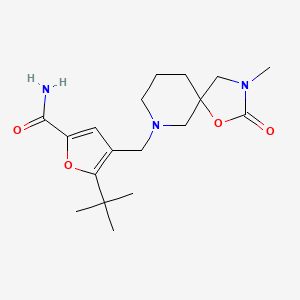 5-tert-butyl-4-[(3-methyl-2-oxo-1-oxa-3,7-diazaspiro[4.5]dec-7-yl)methyl]-2-furamide