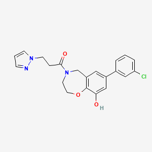 7-(3-chlorophenyl)-4-[3-(1H-pyrazol-1-yl)propanoyl]-2,3,4,5-tetrahydro-1,4-benzoxazepin-9-ol