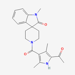 molecular formula C22H25N3O3 B5336235 1'-[(5-acetyl-2,4-dimethyl-1H-pyrrol-3-yl)carbonyl]-1-methylspiro[indole-3,4'-piperidin]-2(1H)-one 