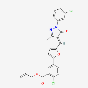 prop-2-enyl 2-chloro-5-[5-[(E)-[1-(3-chlorophenyl)-3-methyl-5-oxopyrazol-4-ylidene]methyl]furan-2-yl]benzoate