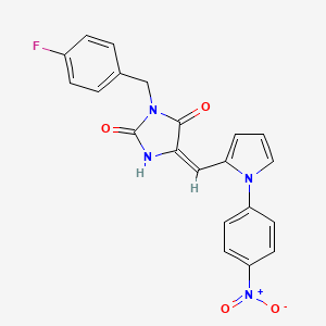 (5E)-3-(4-fluorobenzyl)-5-{[1-(4-nitrophenyl)-1H-pyrrol-2-yl]methylidene}imidazolidine-2,4-dione