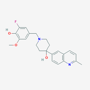 molecular formula C23H25FN2O3 B5337046 1-(3-fluoro-4-hydroxy-5-methoxybenzyl)-4-(2-methylquinolin-6-yl)piperidin-4-ol 