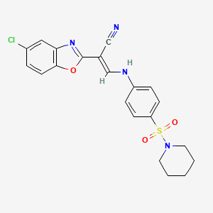 2-(5-chloro-1,3-benzoxazol-2-yl)-3-{[4-(1-piperidinylsulfonyl)phenyl]amino}acrylonitrile