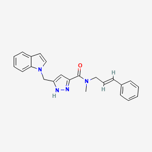 5-(1H-indol-1-ylmethyl)-N-methyl-N-[(2E)-3-phenylprop-2-en-1-yl]-1H-pyrazole-3-carboxamide