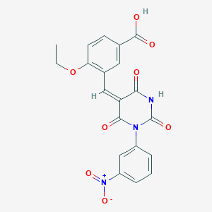 4-ethoxy-3-[(E)-[1-(3-nitrophenyl)-2,4,6-trioxo-1,3-diazinan-5-ylidene]methyl]benzoic acid