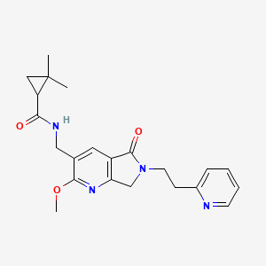 N-{[2-methoxy-5-oxo-6-(2-pyridin-2-ylethyl)-6,7-dihydro-5H-pyrrolo[3,4-b]pyridin-3-yl]methyl}-2,2-dimethylcyclopropanecarboxamide