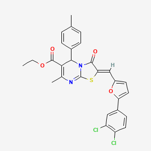 ethyl (2Z)-2-[[5-(3,4-dichlorophenyl)furan-2-yl]methylidene]-7-methyl-5-(4-methylphenyl)-3-oxo-5H-[1,3]thiazolo[3,2-a]pyrimidine-6-carboxylate