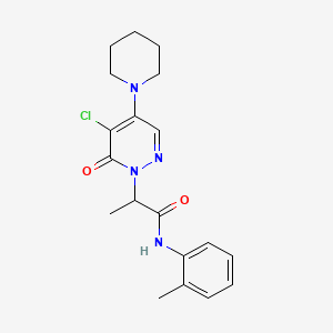 molecular formula C19H23ClN4O2 B5338167 2-[5-chloro-6-oxo-4-(1-piperidinyl)-1(6H)-pyridazinyl]-N-(2-methylphenyl)propanamide 