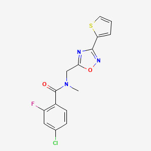 4-chloro-2-fluoro-N-methyl-N-{[3-(2-thienyl)-1,2,4-oxadiazol-5-yl]methyl}benzamide