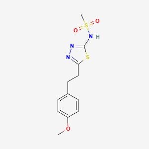 molecular formula C12H15N3O3S2 B5338395 N-{5-[2-(4-methoxyphenyl)ethyl]-1,3,4-thiadiazol-2-yl}methanesulfonamide 