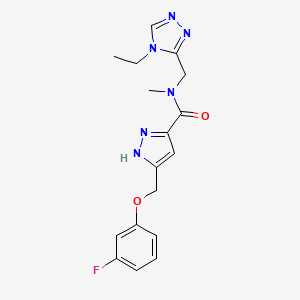 molecular formula C17H19FN6O2 B5338415 N-[(4-ethyl-4H-1,2,4-triazol-3-yl)methyl]-5-[(3-fluorophenoxy)methyl]-N-methyl-1H-pyrazole-3-carboxamide 