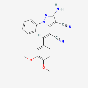 molecular formula C22H19N5O2 B5339107 3-amino-5-[(Z)-1-cyano-2-(4-ethoxy-3-methoxyphenyl)ethenyl]-1-phenylpyrazole-4-carbonitrile 