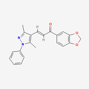 molecular formula C21H18N2O3 B5339133 1-(1,3-benzodioxol-5-yl)-3-(3,5-dimethyl-1-phenyl-1H-pyrazol-4-yl)-2-propen-1-one 