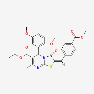 ethyl (2E)-5-(2,5-dimethoxyphenyl)-2-[(4-methoxycarbonylphenyl)methylidene]-7-methyl-3-oxo-5H-[1,3]thiazolo[3,2-a]pyrimidine-6-carboxylate