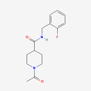 molecular formula C15H19FN2O2 B5339193 1-acetyl-N-[(2-fluorophenyl)methyl]piperidine-4-carboxamide 