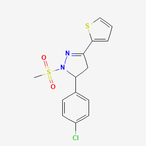 3-(4-Chlorophenyl)-2-methylsulfonyl-5-thiophen-2-yl-3,4-dihydropyrazole