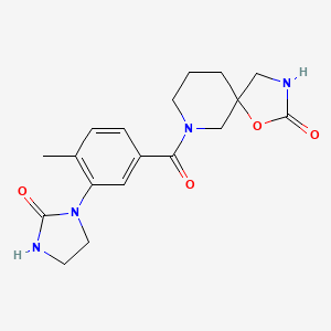 molecular formula C18H22N4O4 B5339317 7-[4-methyl-3-(2-oxo-1-imidazolidinyl)benzoyl]-1-oxa-3,7-diazaspiro[4.5]decan-2-one 