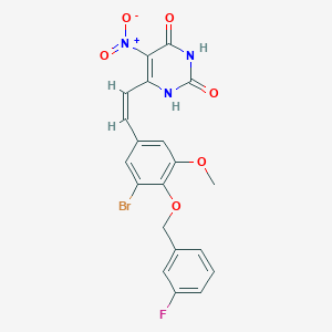 6-[(Z)-2-[3-bromo-4-[(3-fluorophenyl)methoxy]-5-methoxyphenyl]ethenyl]-5-nitro-1H-pyrimidine-2,4-dione