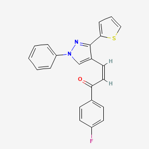 (Z)-1-(4-fluorophenyl)-3-(1-phenyl-3-thiophen-2-ylpyrazol-4-yl)prop-2-en-1-one