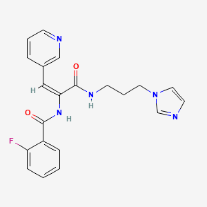 molecular formula C21H20FN5O2 B5339823 2-fluoro-N-[1-({[3-(1H-imidazol-1-yl)propyl]amino}carbonyl)-2-(3-pyridinyl)vinyl]benzamide 