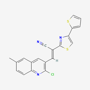 molecular formula C20H12ClN3S2 B5339998 (E)-3-(2-chloro-6-methylquinolin-3-yl)-2-(4-thiophen-2-yl-1,3-thiazol-2-yl)prop-2-enenitrile 