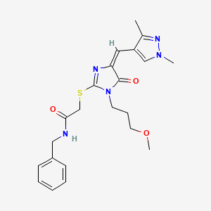 N-benzyl-2-{[4-[(1,3-dimethyl-1H-pyrazol-4-yl)methylene]-1-(3-methoxypropyl)-5-oxo-4,5-dihydro-1H-imidazol-2-yl]thio}acetamide