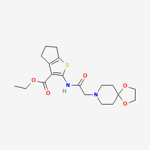 ethyl 2-[(1,4-dioxa-8-azaspiro[4.5]dec-8-ylacetyl)amino]-5,6-dihydro-4H-cyclopenta[b]thiophene-3-carboxylate