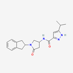 N-[1-(2,3-dihydro-1H-inden-2-yl)-5-oxopyrrolidin-3-yl]-5-propan-2-yl-1H-pyrazole-3-carboxamide