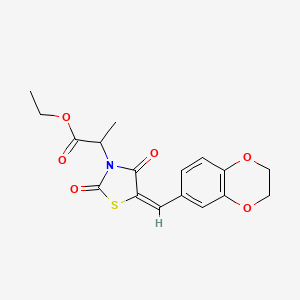 ethyl 2-[5-(2,3-dihydro-1,4-benzodioxin-6-ylmethylene)-2,4-dioxo-1,3-thiazolidin-3-yl]propanoate