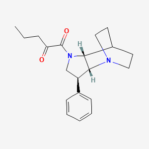 molecular formula C20H26N2O2 B5340728 1-oxo-1-[(2R*,3S*,6R*)-3-phenyl-1,5-diazatricyclo[5.2.2.0~2,6~]undec-5-yl]-2-pentanone 