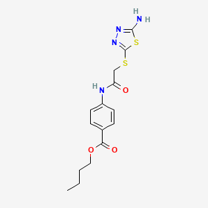 molecular formula C15H18N4O3S2 B5340779 Butyl 4-({[(5-amino-1,3,4-thiadiazol-2-yl)sulfanyl]acetyl}amino)benzoate CAS No. 329921-14-4