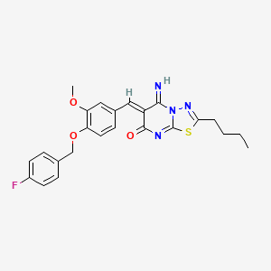 (6Z)-2-butyl-6-[[4-[(4-fluorophenyl)methoxy]-3-methoxyphenyl]methylidene]-5-imino-[1,3,4]thiadiazolo[3,2-a]pyrimidin-7-one