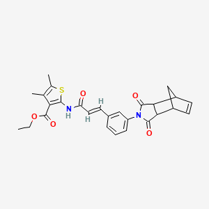 ethyl 2-[[(E)-3-[3-(3,5-dioxo-4-azatricyclo[5.2.1.02,6]dec-8-en-4-yl)phenyl]prop-2-enoyl]amino]-4,5-dimethylthiophene-3-carboxylate