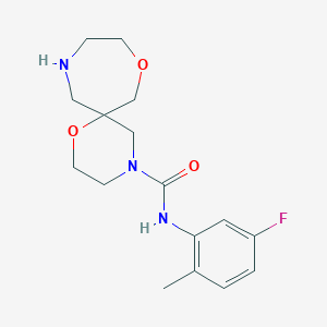 molecular formula C16H22FN3O3 B5341394 N-(5-fluoro-2-methylphenyl)-1,8-dioxa-4,11-diazaspiro[5.6]dodecane-4-carboxamide 