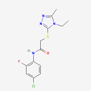 N-(4-chloro-2-fluorophenyl)-2-[(4-ethyl-5-methyl-4H-1,2,4-triazol-3-yl)sulfanyl]acetamide