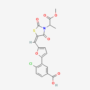 4-chloro-3-(5-{(E)-[3-(1-methoxy-1-oxopropan-2-yl)-2,4-dioxo-1,3-thiazolidin-5-ylidene]methyl}furan-2-yl)benzoic acid