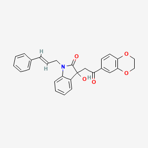 3-[2-(2,3-dihydro-1,4-benzodioxin-6-yl)-2-oxoethyl]-3-hydroxy-1-[(E)-3-phenylprop-2-enyl]indol-2-one