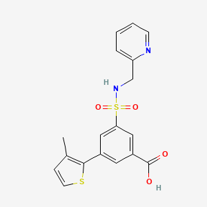 molecular formula C18H16N2O4S2 B5341547 3-(3-methyl-2-thienyl)-5-{[(pyridin-2-ylmethyl)amino]sulfonyl}benzoic acid 